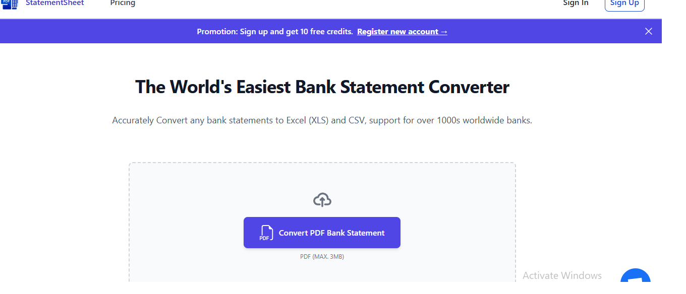 Bank Statement Converter PDF To Excel & CSV (FREE)